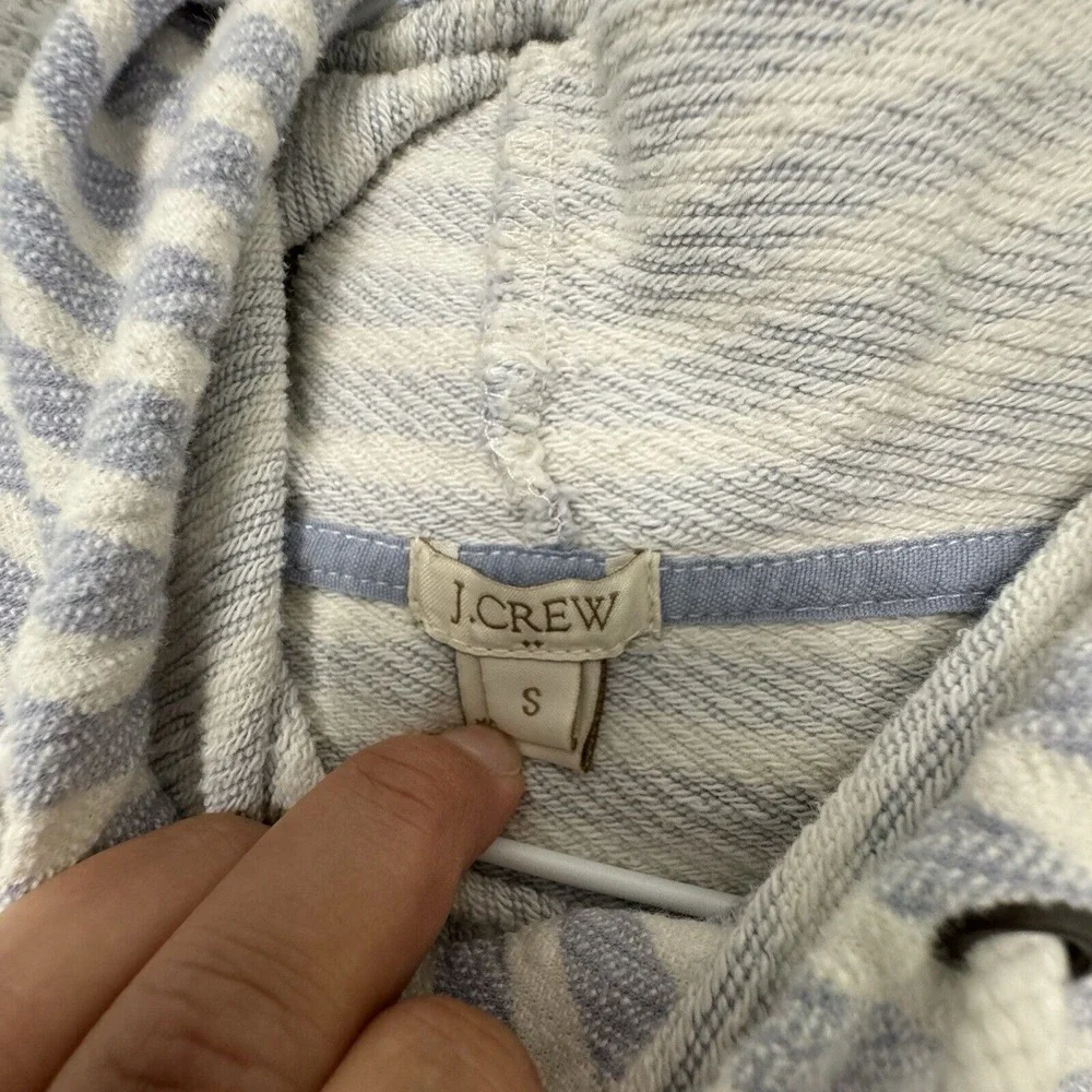 J.Crew Hoodie Sweatshirt Pullover White Blue‎ Stripe Women's Size Small